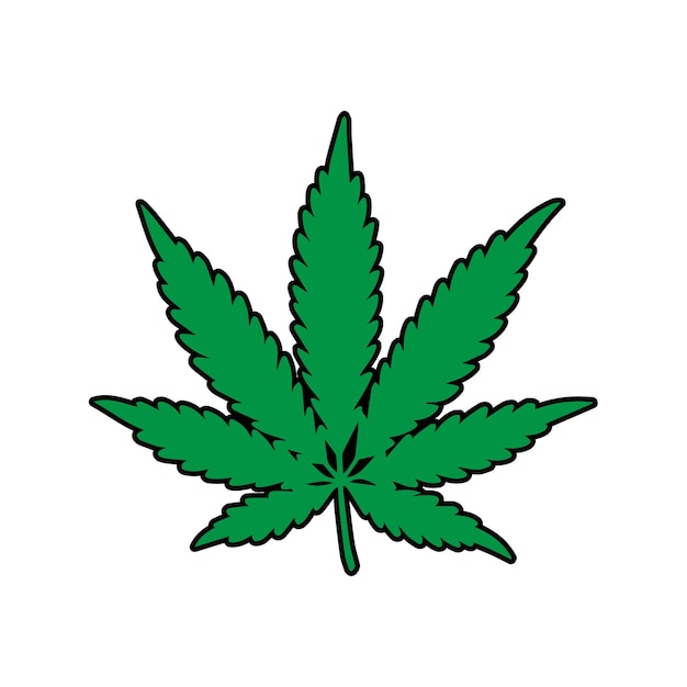 A black silhouette of a cannabis leaf with seven pointed