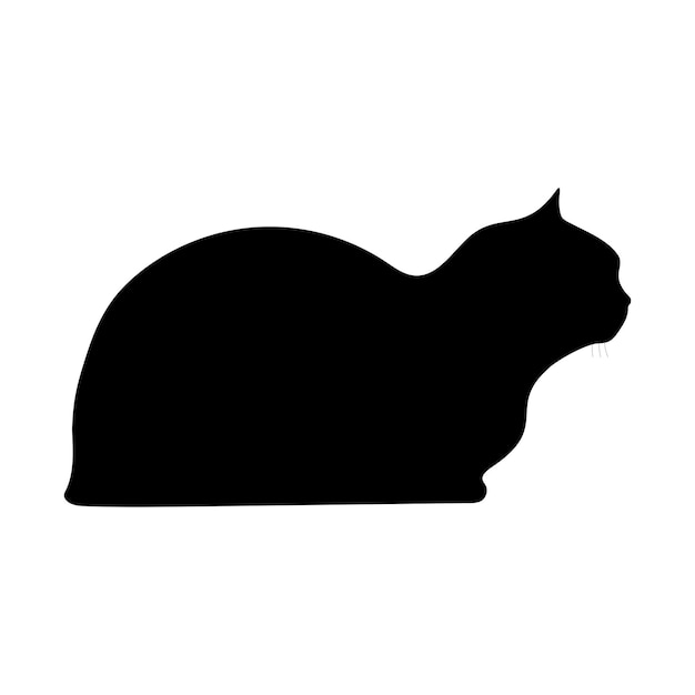 Black silhouette of a cat on a white background