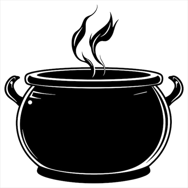 Vector a black silhouette cauldron on a white background