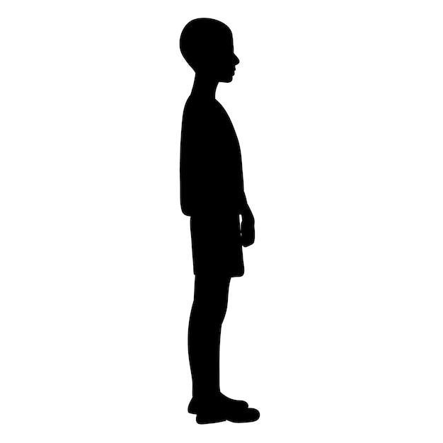 Black silhouette child boy standing