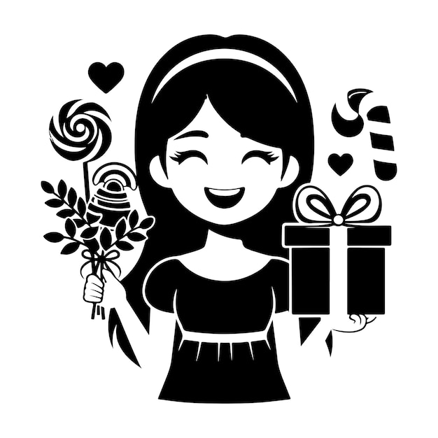 Vector black silhouette christmas gifts