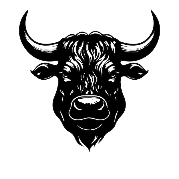 BLACK SILHOUETTE DESIGN OF A BULL HEAD