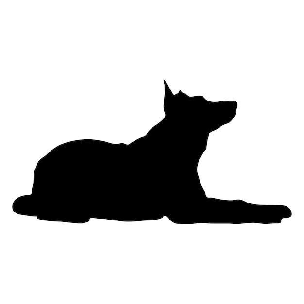 Black silhouette of a dog on a white background