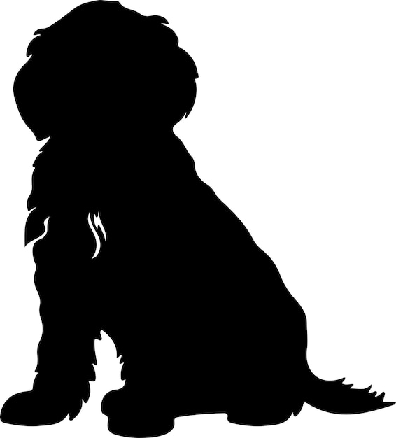 a black silhouette of a dog with a lion head on it