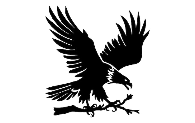 Black silhouette eagle bird vector illustration