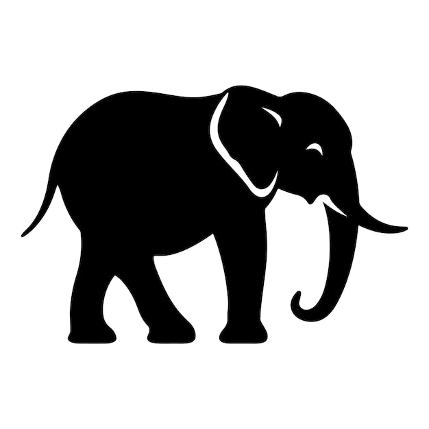 A black silhouette of a Elephant clip art illustration