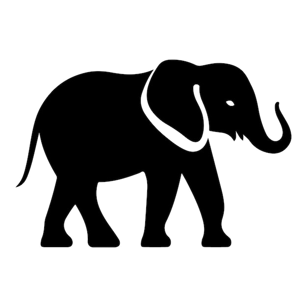 A black silhouette of a Elephant clip art