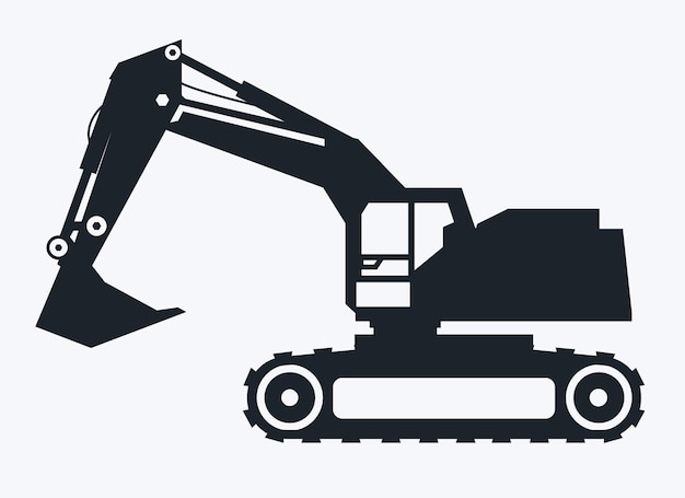 black silhouette of excavator