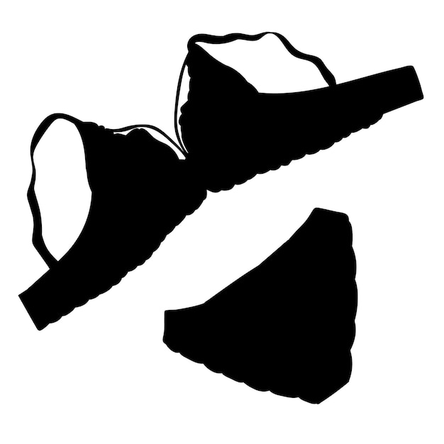 Black silhouette of female underwear bra and underpants