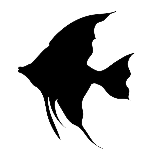 Black silhouette fish isolated vector