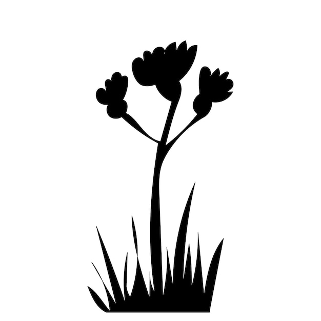 Black silhouette flower and grass