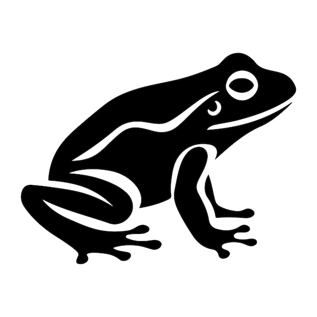 A black silhouette of a Frog sketch clip art