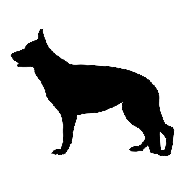 Black silhouette of german shepherd dog vector illustration