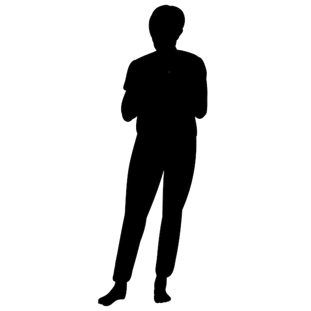 Black silhouette girl on a white background