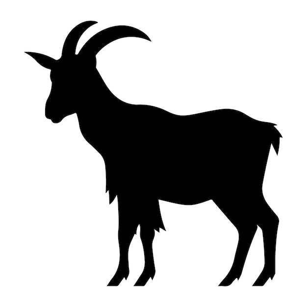 A black silhouette of a Goat vector clip art