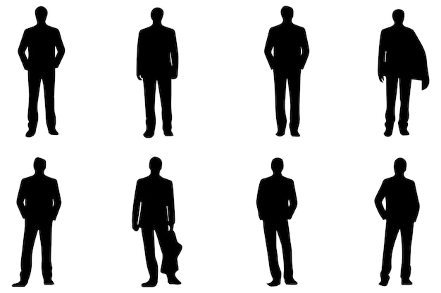 black silhouette group of man vector