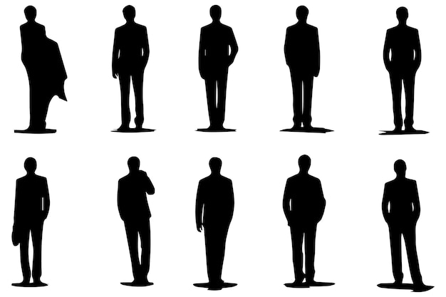 Vector black silhouette group of man vector