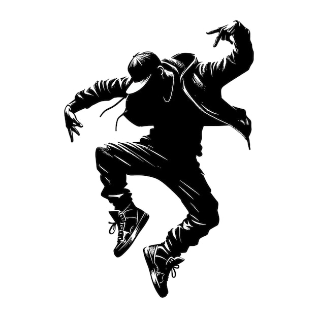 Black silhouette of Hip Hop dancer vector