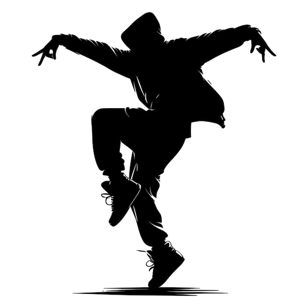 Black silhouette of Hip Hop dancer vector