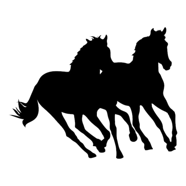 The black silhouette of a horse on a white background