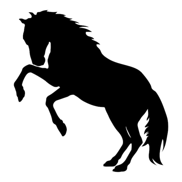 The black silhouette of a horse on a white background