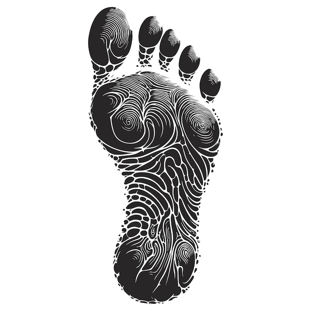 Vector black silhouette human and baby footprints vector illustration