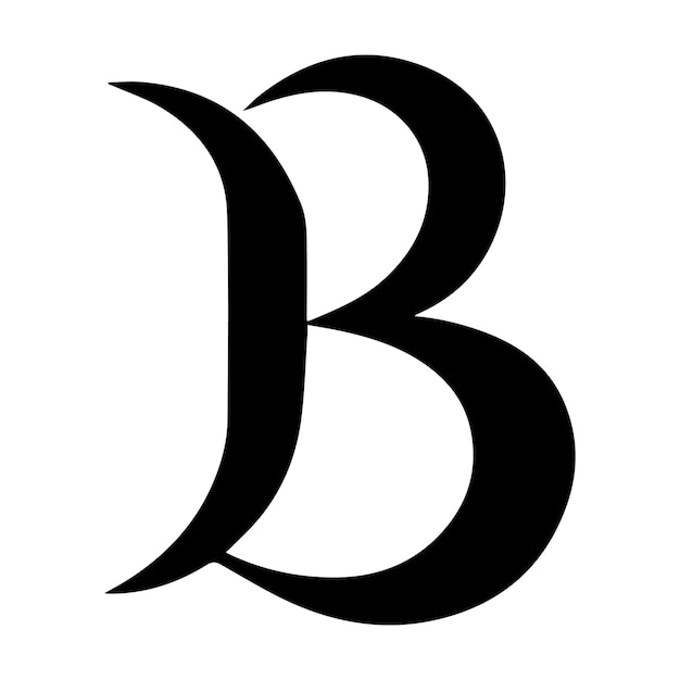 Vector black silhouette logo design of the letter b with a white background