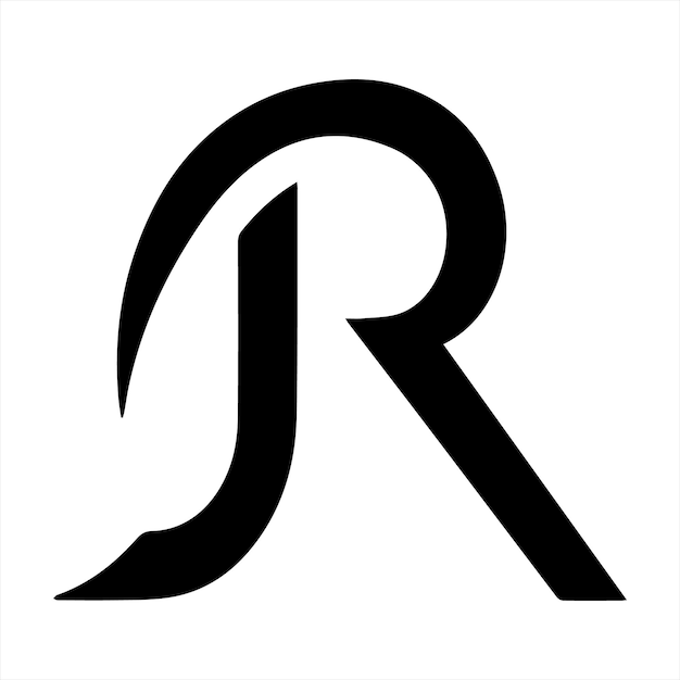 Black silhouette logo design of the letter R with a white background logotype vector illustration