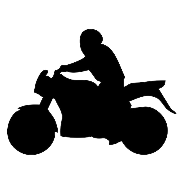 Vector a black silhouette of a man on a motorbike with a shadow on the back