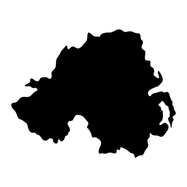 Black Silhouette of a Northern Ireland Country land Map