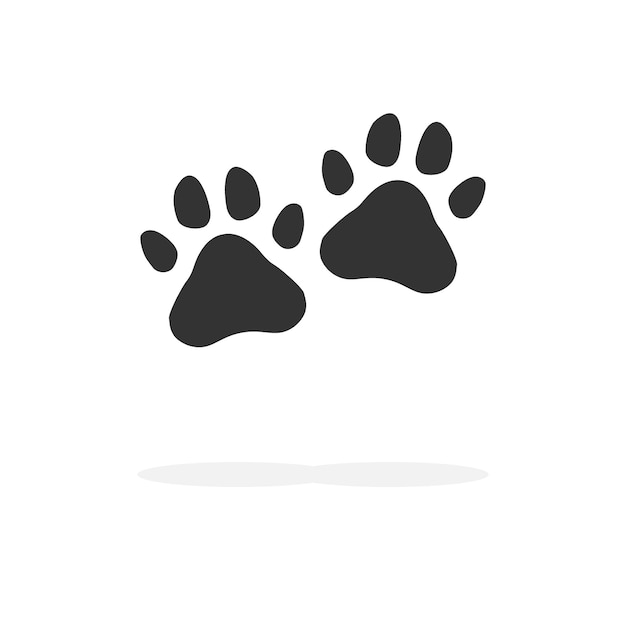 Black silhouette of a paw print isolated