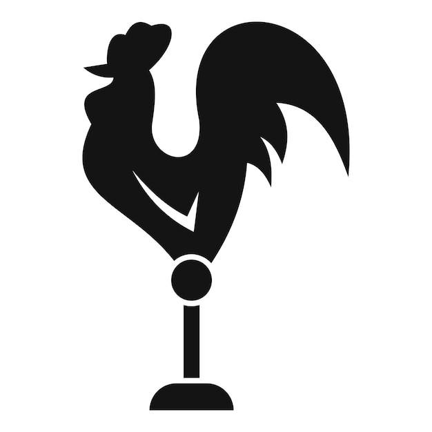 Vector black silhouette of a rooster standing on a post