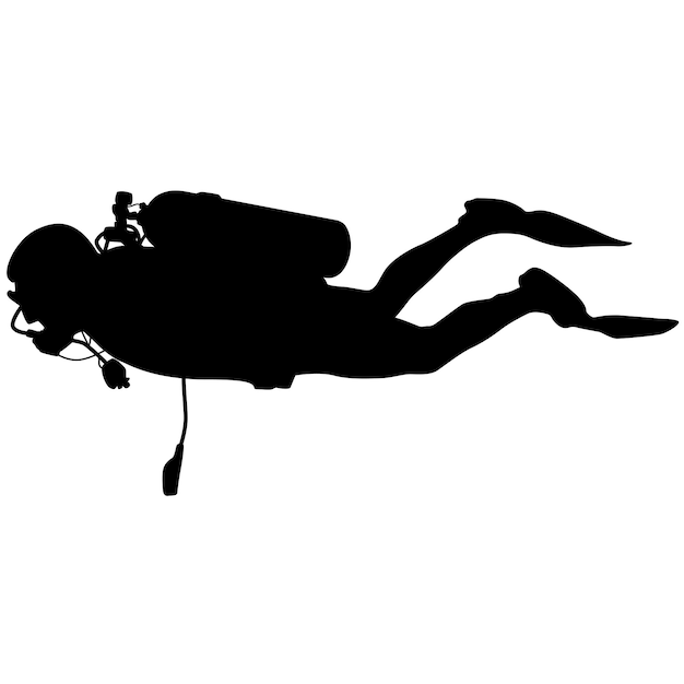 Black silhouette scuba divers Vector illustration