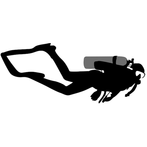 Black silhouette scuba divers Vector illustration