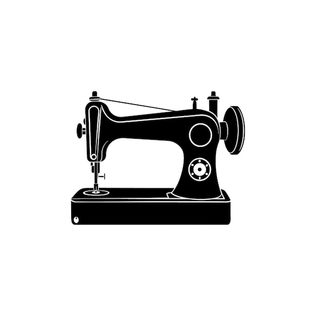 Vector black silhouette sewing machine isolated vector illustration