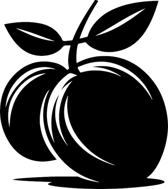 Black silhouette of a simple minimal Jamunfruit with thick outline side view isolated