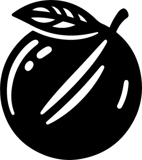 Black silhouette of a simple minimal Jamunfruit with thick outline side view isolated