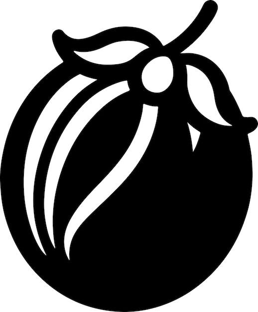 Black silhouette of a simple minimal Jamunfruit with thick outline side view isolated