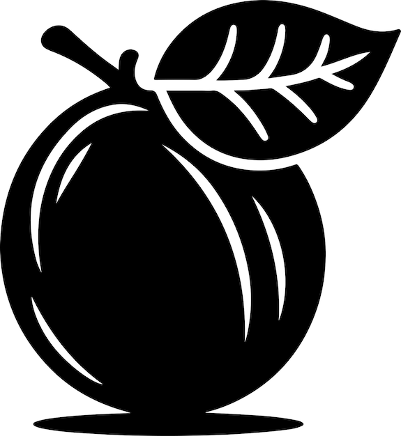 Black silhouette of a simple minimal Jamunfruit with thick outline side view isolated