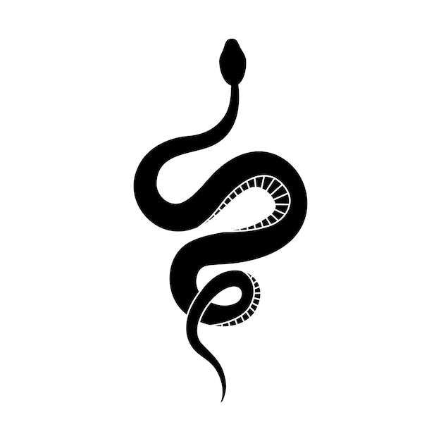 Black silhouette snake Isolated reptile symbol wildlife icon snake on white background Nature vector illustration