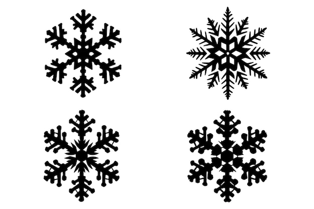 black silhouette snowflake icon isolated on white