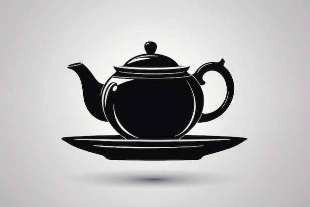 Black silhouette of teapot and cup Vector illustration