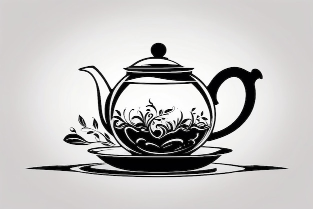 Black silhouette of teapot and cup Vector illustration