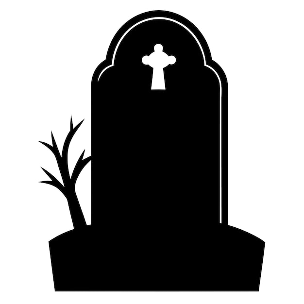 Vector a black silhouette tombstone on a white background