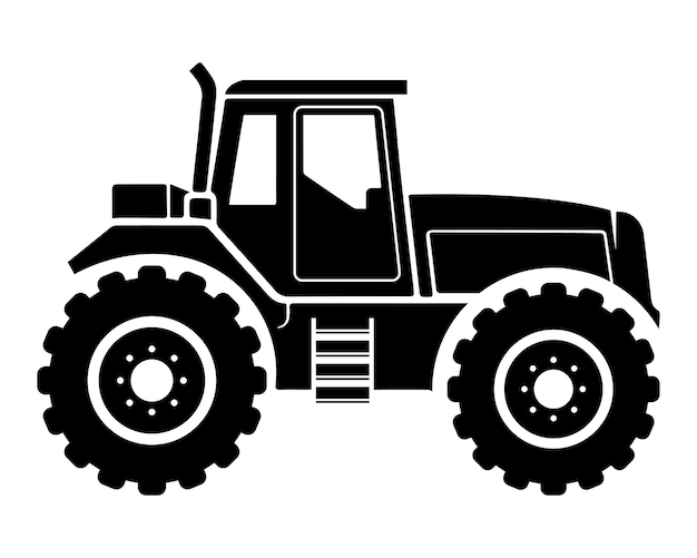 Black silhouette of a tractor on a white background farm equipment icon