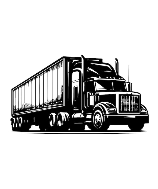 Black silhouette truck vector illustration Cool truck black and white illustration vector