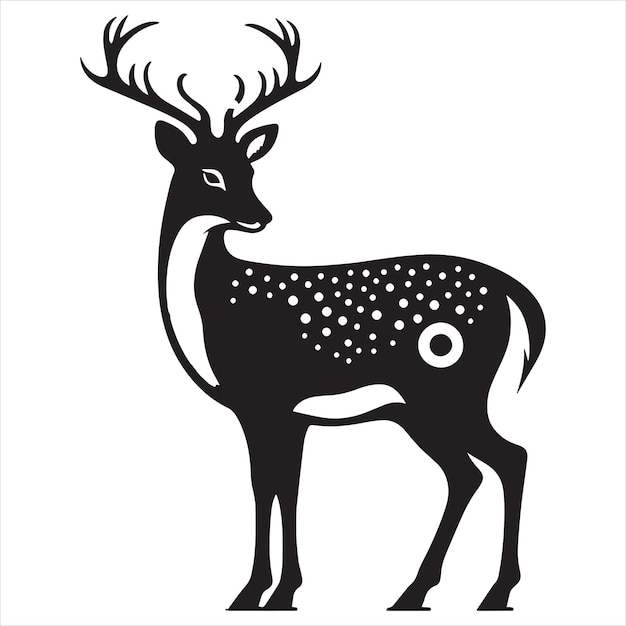 A black silhouette of a whitetail deer standing Animal Silhouettes Vector isolated icon illustration