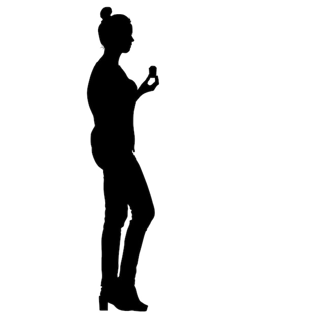 Black silhouette woman holding ice cream in hand people on white background