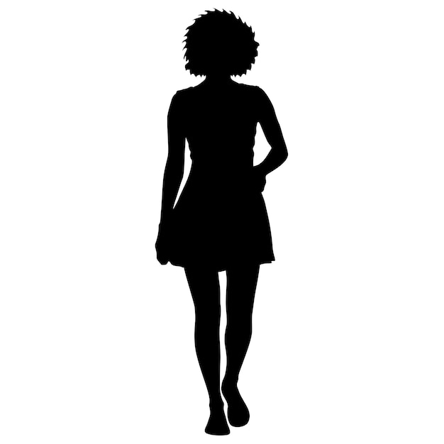 Black silhouette woman standing people on white background