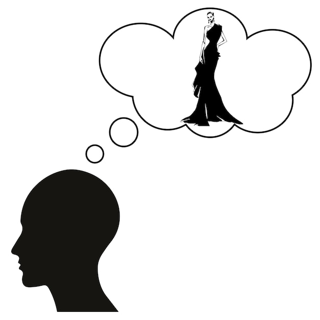 A black silhouette of a woman with a dress on her head is thought to be a mannequin.